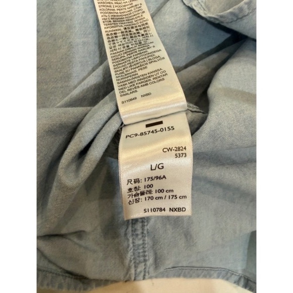 Levis Mens Barstow Western Shirt Light Wash Denim Pearl Snap Front L - Picture 6 of 12